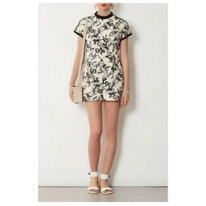TOPSHOP Black & Ivory Floral Romper Size 6